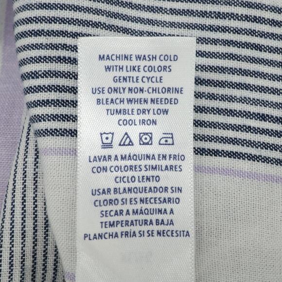 Splendid Top Womens XL White Lavender Stripe Linen Blend Pullover Blouse - Picture 12 of 12